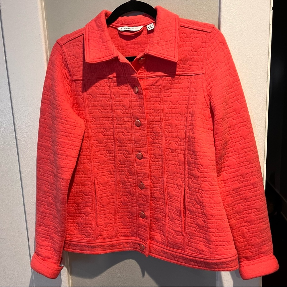 EUC Isaac Mizrahi Vibrant Coral Jean Jacket